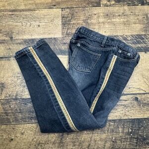 POLS Women's Dark Wash Denim Jeans with Embroidered Side Stripe Size Small 28